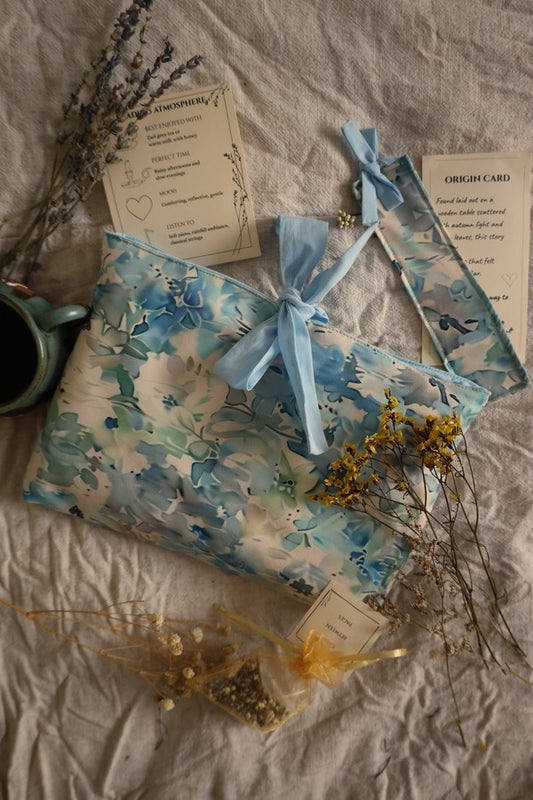 Handmade book sleeve for preloved books bundle UK blue floral design