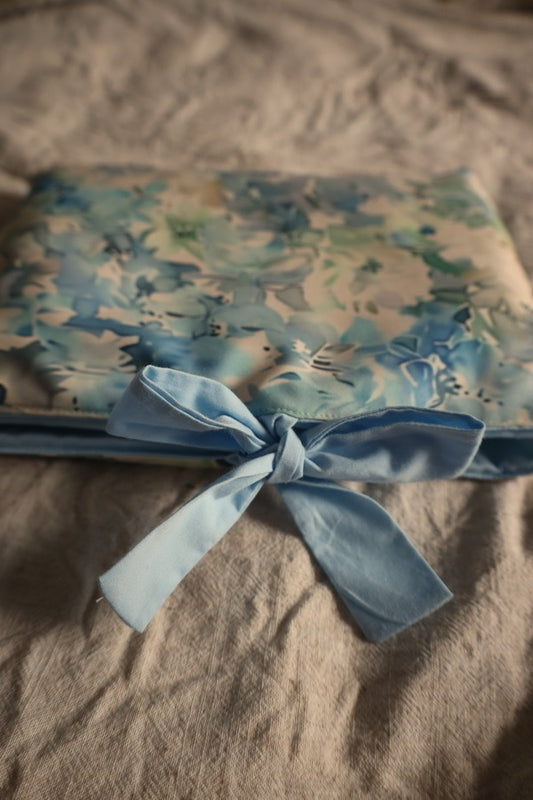 Handmade book sleeve UK blue floral design.