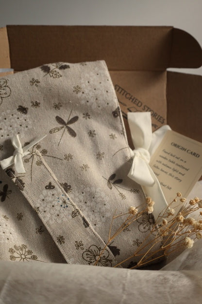 Handmade book sleeve and accessories for preloved books bundle UK floral design.